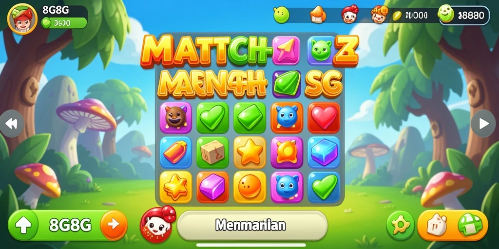 Screenshot menampilkan gameplay seru dari 8G8G Match-3.