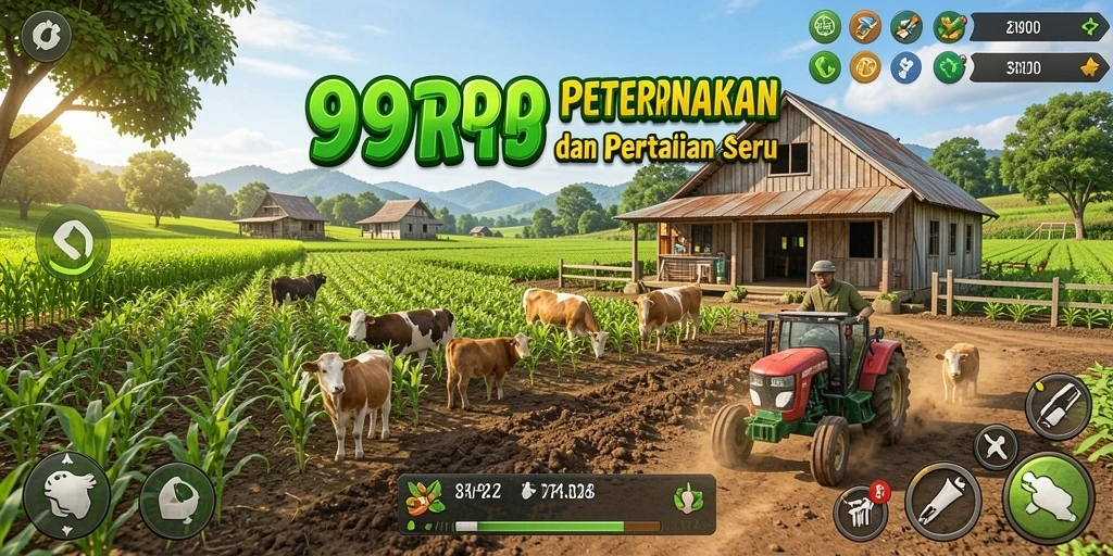 Tangkapan layar menunjukkan gameplay bertani yang menarik dalam 99RTP.