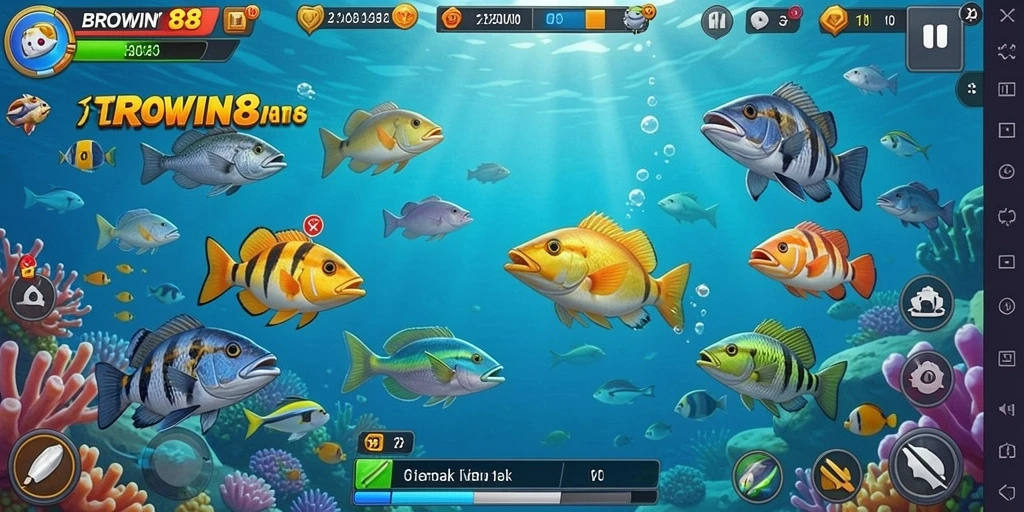 Tampilan gameplay seru BROWIN88 saat menembak ikan.
