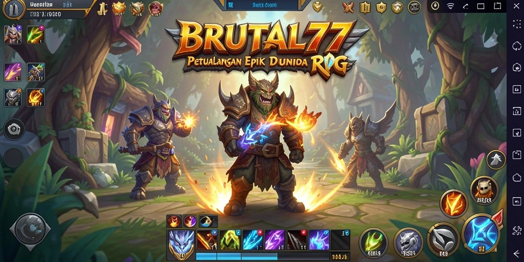 Tangkapan layar gameplay BRUTAL77 menunjukkan aksi seru dalam pertempuran RPG.