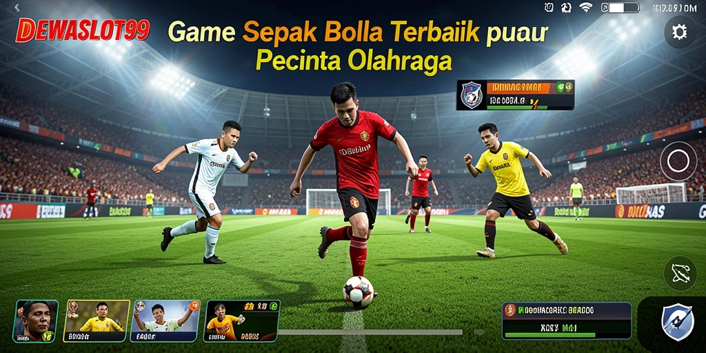 Tampilan gameplay menarik <strong>DEWASLOT99</strong> dengan atmosfer sepak bola yang nyata.