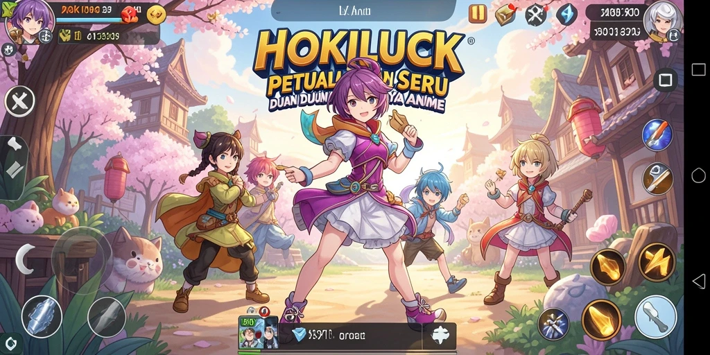 Screenshot HOKILUCK menampilkan gameplay menarik dan karakter anime yang penuh warna.