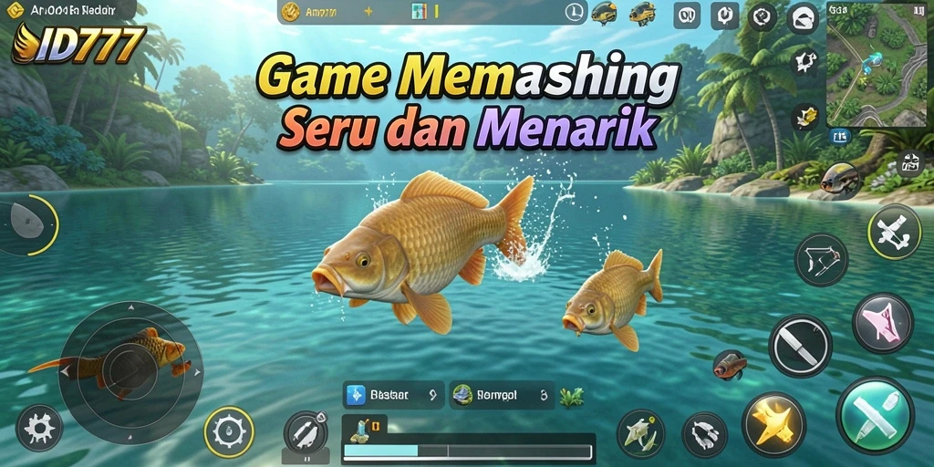 Tampilan gameplay ID777 saat menangkap ikan di laut.