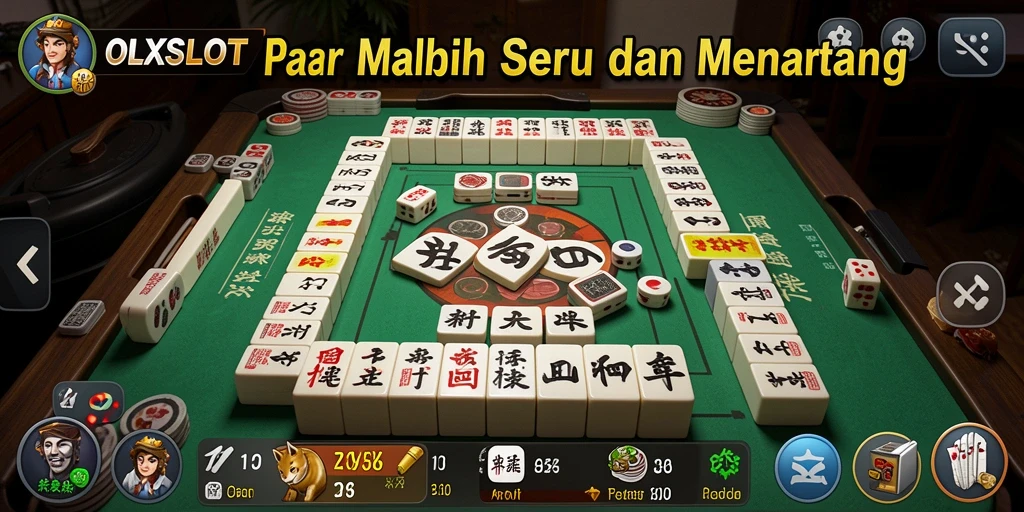 Screenshot OLXSLOT menampilkan gameplay Mahjong yang penuh warna dan menarik.