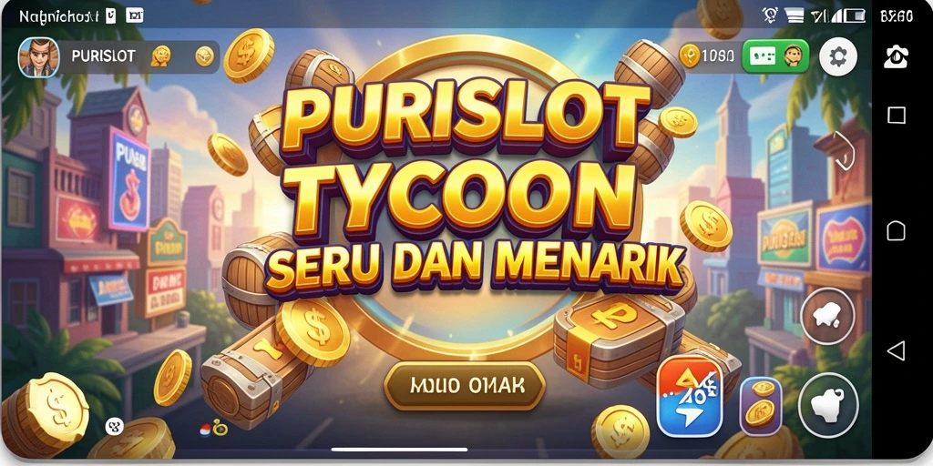 Screenshot gameplay PURISLOT menampilkan aksi manajemen bisnis yang seru.