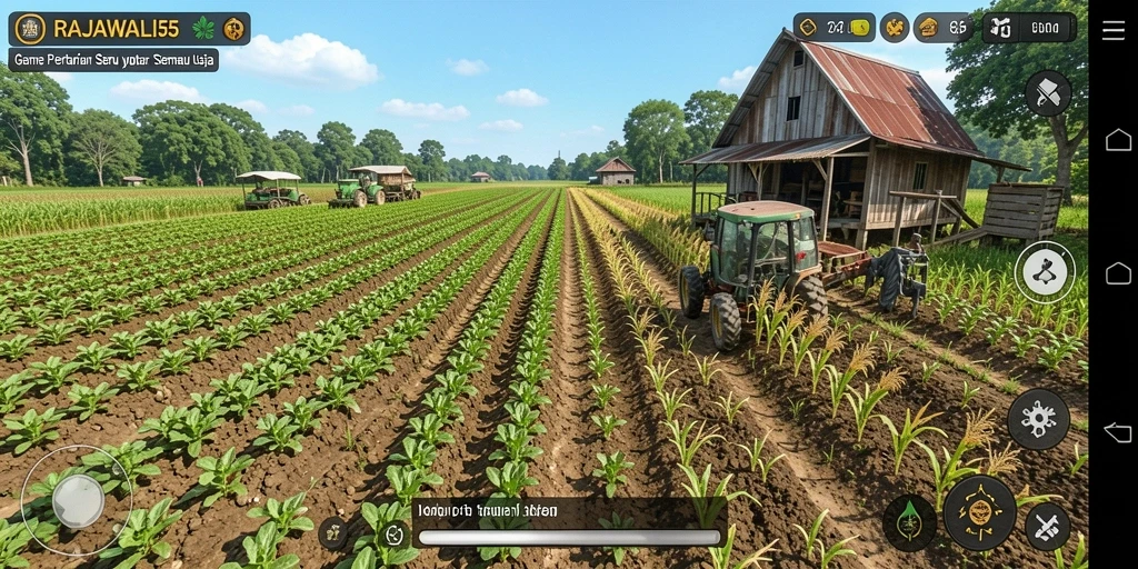Gameplay seru dan interaktif dalam RAJAWALI55 yang menampilkan pertanian.
