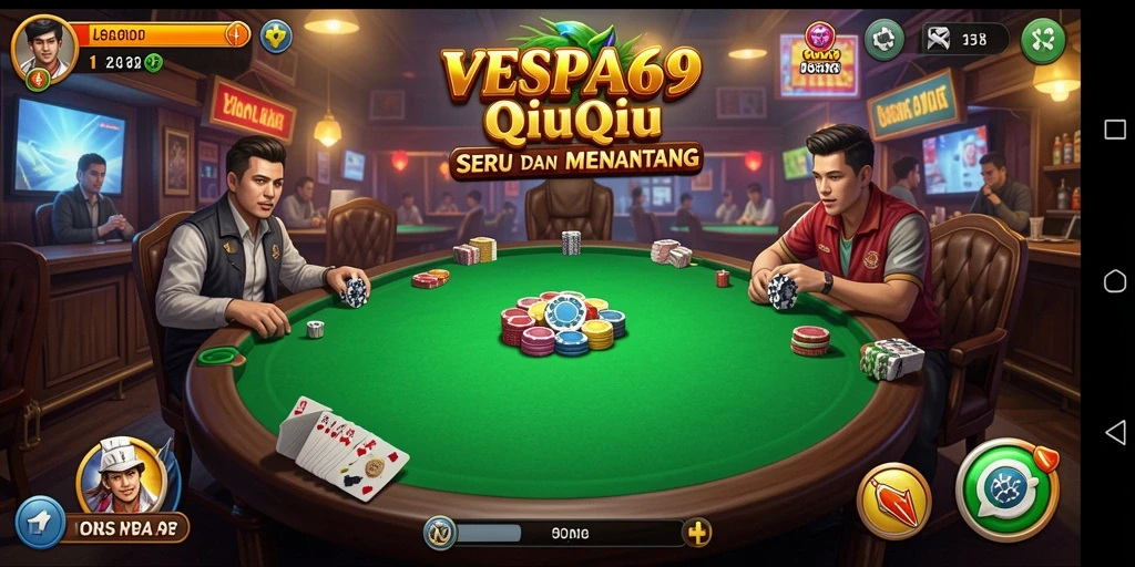 Screenshot gameplay VESPA69 menampilkan suasana permainan QiuQiu yang intens.